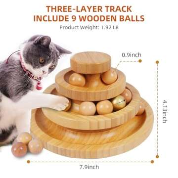 DoogCat Cat Ball Track Toy,Kitty Toys Roller,3-Level Ball Tower with 9 Removable Balls,Interactive Cat Toy, DIY Circle Fun Toy for Kitten Mental Physical Exercise - Medium Size