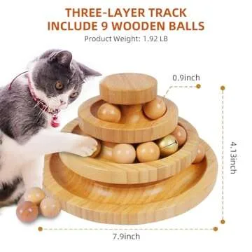 DoogCat Cat Ball Track Toy,Kitty Toys Roller,3-Level Ball Tower with 9 Removable Balls,Interactive Cat Toy, DIY Circle Fun Toy for Kitten Mental Physical Exercise - Medium Size