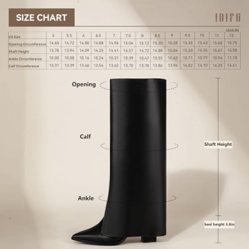 IDIFU Stylish Black Knee High Shark Boots for Women