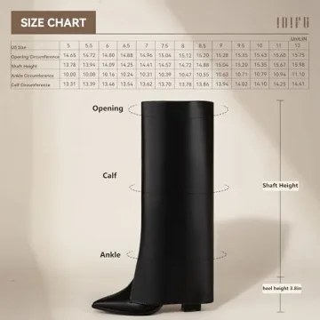 IDIFU Stylish Black Knee High Shark Boots for Women