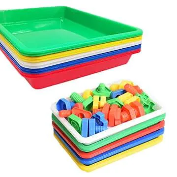 10 Pcs Plastic Art Trays,Multicolor Activity Tray Organizer Serving Tray for Crafts,DIY Projects,Painting,Beads,Organizing Supply