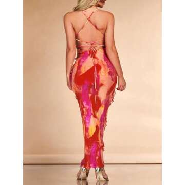 Elegant Milumia Tie Dye Backless Maxi Dress for Women