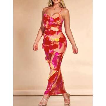 Elegant Milumia Tie Dye Backless Maxi Dress for Women