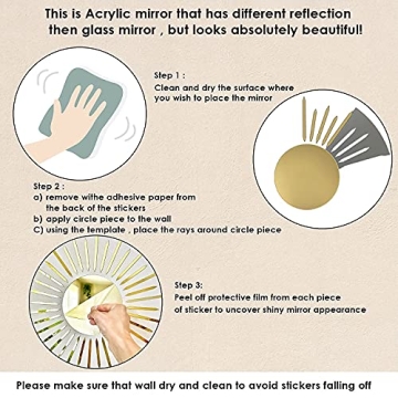 Preppy Sunburst Mirror Decor for Teen Girls Room