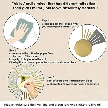 Preppy Sunburst Mirror Decor for Teen Girls Room