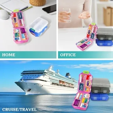 iouwei Travel Pill Organizer with Medicine Labels - Compact & Durable
