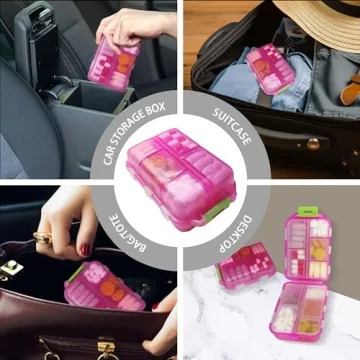 iouwei Travel Pill Organizer with Medicine Labels - Compact & Durable