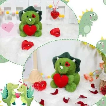 JIZWPOOM Valentine's Day Triceratops Plush Toy for All Ages