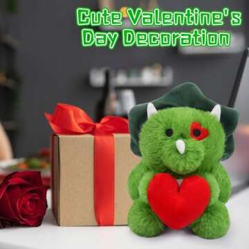 JIZWPOOM Valentine's Day Triceratops Plush Toy for All Ages