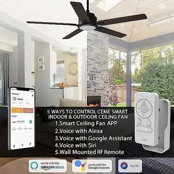 CEME Smart Ceiling Fan with Lights, Indoor & Outdoor Ceiling Fan with Remote, 10 Speeds Smart Ceilin...