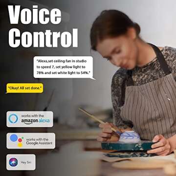 CEME Smart Ceiling Fan with Lights, Indoor & Outdoor Ceiling Fan with Remote, 10 Speeds Smart Ceiling Fan Works with Alexa, Siri & Google, 52 Inch Modern Ceiling Fan with DC Motor, Black Ceiling Fan