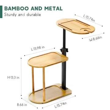Yumkfoi 3 Layer Bath Tub Tray Table, Freestanding Bamboo Bath Tray Caddy for Tub Against Wall, Bath Table Tray Tub Shelf Bathroom Organizer Shelf for Luxury Spa and House Warming New Home