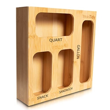 TotallyTidy Bamboo Ziplock Bag Organizer for Kitchen