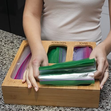 TotallyTidy Bamboo Ziplock Bag Organizer for Kitchen