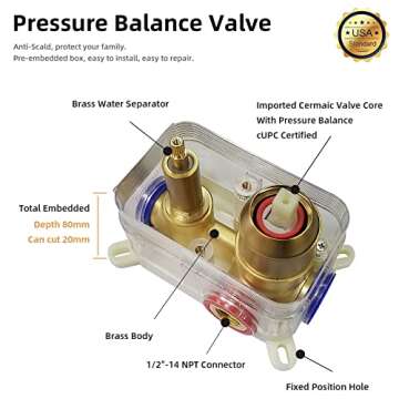 Luxury Gold Rain Shower Head System - TRUSTMI 12 Inch Combo Set