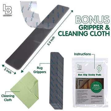 Ledgebay Rug Pad Grippers for Area Rugs Pack of 9 Reusable, No Skid, Washable, Anti-Slip Pads, Rug G...