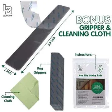 Ledgebay Rug Pad Grippers for Area Rugs Pack of 9 Reusable, No Skid, Washable, Anti-Slip Pads, Rug G...