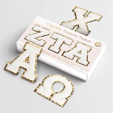 Sorority Shop Zeta Tau Alpha Chenille Letter Stickers - Adhesive Back, Set of 3 Greek Letters