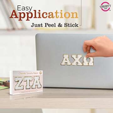 Sorority Shop Zeta Tau Alpha Chenille Letter Stickers - Adhesive Back, Set of 3 Greek Letters