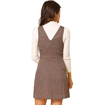 Chic Allegra K Plaid Pinafore Dress for Women