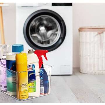 Clear Plastic Storage Bins for Kitchen Organization or Pantry Organizers and Storage, Freezer, Fridge Organizer, Clear Storage Containers Bin for Organizing Refrigerator, Cabinet Organizers Baskets