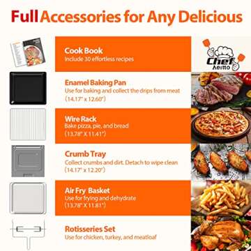 Aeitto 32-Quart PRO Air Fryer Oven with Rotisserie, Dehydrator