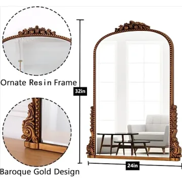 SHYFOY Antique Gold Baroque Wall Mirror for Elegant Spaces