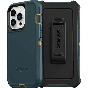 OtterBox iPhone 13 Pro (ONLY) Defender Series Case - Hunter Green, Rugged & Durable, with Port Protection, Includes Holster Clip Kickstand