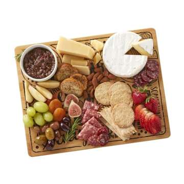 Sabatier Reversible Bamboo Charcuterie Board with Recessed Handles, Decorative Kitchen Cutting Board...