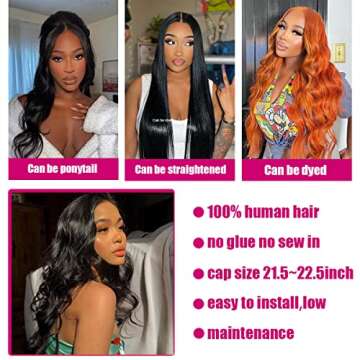 5x5 HD Lace Closure Wigs Human Hair Body Wave Closure Wigs Human Hair Pre Plucked 180% Density Transparent Lace Closure Wig Glueless Body Wave Closure Wig with Baby Hair(26inch 5x5 body wave)