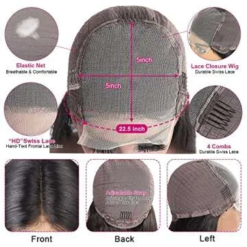 5x5 HD Lace Closure Wigs Human Hair Body Wave Closure Wigs Human Hair Pre Plucked 180% Density Transparent Lace Closure Wig Glueless Body Wave Closure Wig with Baby Hair(26inch 5x5 body wave)