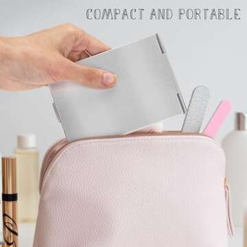 G2PLUS Portable Folding Vanity Mirror, Single Side Travel Shower Shaving Mirror, 4.5'' x 3.15'' x 0.1'' Small Folding Mirror for Travel, Bathroom, Makeup, Beauty, Grooming