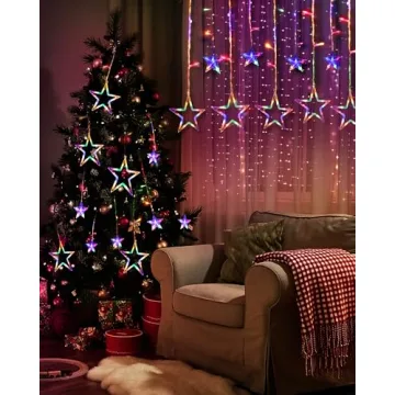 Multicolor Star Curtain Lights with Remote Control