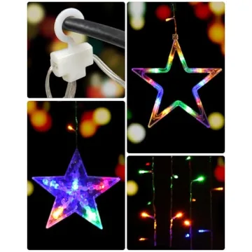 Multicolor Star Curtain Lights with Remote Control