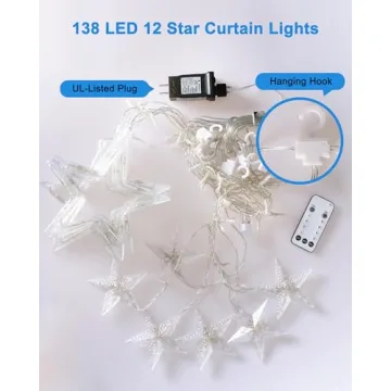 Multicolor Star Curtain Lights with Remote Control