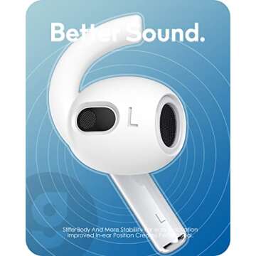 Gcioii 3 Pairs Ear Hooks Covers for AirPods 3 [Added Storage Pouch] Anti Slip Wings Ear Covers, Grip Tips Accessories Compatible with Apple AirPods 3rd Generation (White, Medium)