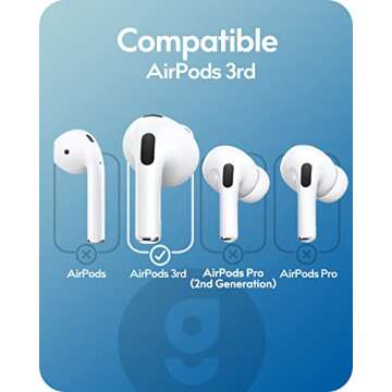 Gcioii 3 Pairs Ear Hooks Covers for AirPods 3 [Added Storage Pouch] Anti Slip Wings Ear Covers, Grip Tips Accessories Compatible with Apple AirPods 3rd Generation (White, Medium)