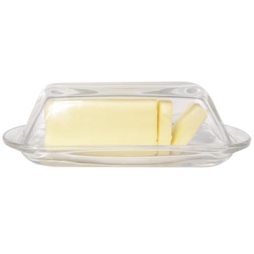 Kangaroo Crystal Glass Butter Dish with Lid - Elegant & Versatile Serving Dish