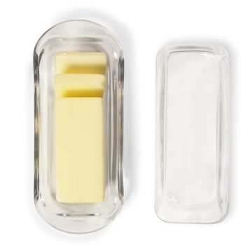 Elegant Kangaroo Crystal Glass Butter Dish with Lid