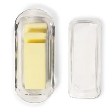 Elegant Kangaroo Crystal Glass Butter Dish with Lid