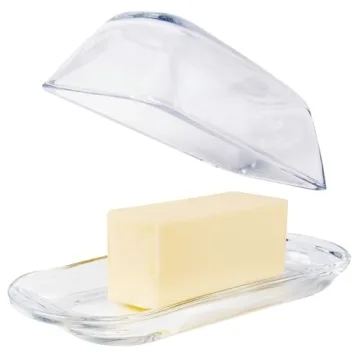 Elegant Kangaroo Crystal Glass Butter Dish with Lid