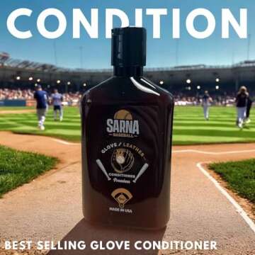 SARNA BASEBALL Glove Break In Kit - Premium Leather Conditioner (8 oz.) - Includes Baseball Glove Ma...