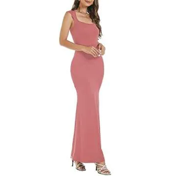 Mokayee Summer Maxi Dresses for Womens 2025 Pink Wedding Guest Sexy Bodycon Skim Dupes Birthday Lounge Tight Elegant Fishtail Long Dress L