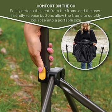 TIMBER RIDGE Portable Hammock Camping Chair, Padded Folding Swing Hammock Chair with Stand, Heavy Duty Hammock Camp Chair with Carry Bag for Outdoor Beach Patio, Supports 300lbs, Black