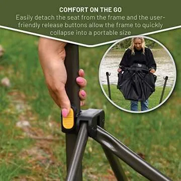 TIMBER RIDGE Portable Hammock Camping Chair, Padded Folding Swing Hammock Chair with Stand, Heavy Duty Hammock Camp Chair with Carry Bag for Outdoor Beach Patio, Supports 300lbs, Black