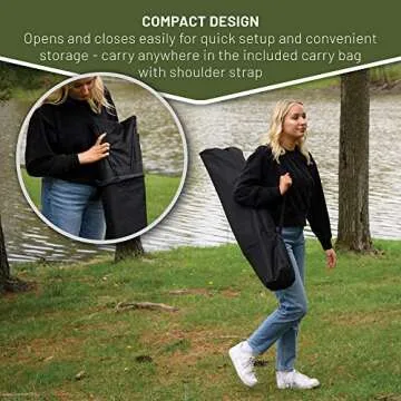 TIMBER RIDGE Portable Hammock Camping Chair, Padded Folding Swing Hammock Chair with Stand, Heavy Duty Hammock Camp Chair with Carry Bag for Outdoor Beach Patio, Supports 300lbs, Black