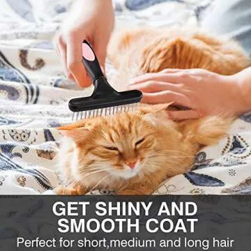 Pet Grooming Rake - Double Row Pins Shedding and Dematting Undercoat Rake Comb for Dogs and Cats - Safe Grooming & Deshedding Brush - Comb Out Mats & Tangles Easily