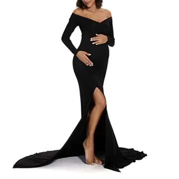 ForBaysy Elegant Maternity Dress for Photoshoot - Black