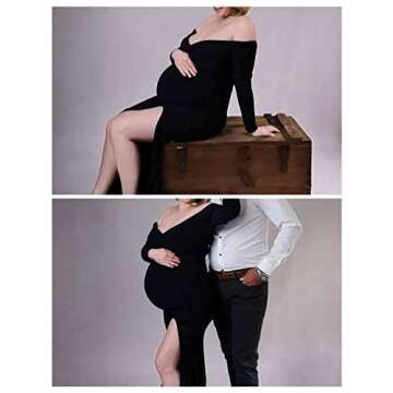 ForBaysy Elegant Maternity Dress for Photoshoot - Black