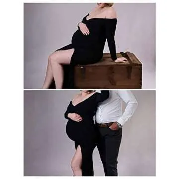 ForBaysy Elegant Maternity Dress for Photoshoot - Black